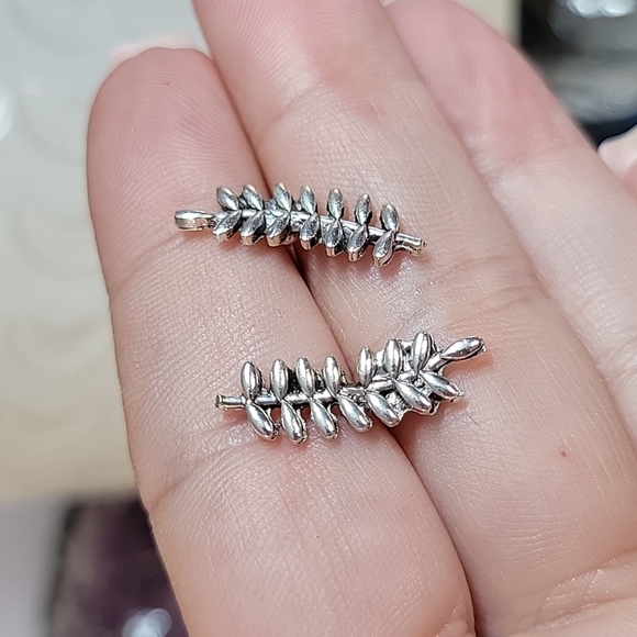 Silver Sprig Crawler Style Stud Earrings - Picture 6 of 6